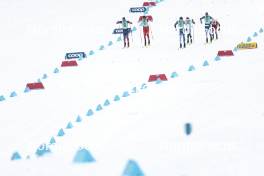 13.02.2024, Canmore, Canada (CAN): Zak Ketterson (USA), Michael Foettinger (AUT), Niilo Moilanen (FIN), Johan Haeggstroem (SWE), Joni Maki (FIN), Paal Golberg (NOR), (l-r)  - FIS world cup cross-country, individual sprint, Canmore (CAN). www.nordicfocus.com. © Modica/NordicFocus. Every downloaded picture is fee-liable.