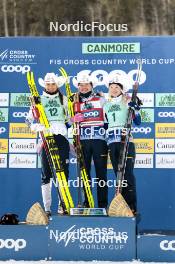 13.02.2024, Canmore, Canada (CAN): Kristine Stavaas Skistad (NOR), Linn Svahn (SWE), Jonna Sundling (SWE), (l-r)  - FIS world cup cross-country, individual sprint, Canmore (CAN). www.nordicfocus.com. © Modica/NordicFocus. Every downloaded picture is fee-liable.