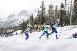 13.02.2024, Canmore, Canada (CAN): Gus Schumacher (USA), Miha Simenc (SLO), Renaud Jay (FRA), (l-r)  - FIS world cup cross-country, individual sprint, Canmore (CAN). www.nordicfocus.com. © Modica/NordicFocus. Every downloaded picture is fee-liable.