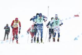 13.02.2024, Canmore, Canada (CAN): Harald Oestberg Amundsen (NOR), Lauri Vuorinen (FIN), Calle Halfvarsson (SWE), (l-r)  - FIS world cup cross-country, individual sprint, Canmore (CAN). www.nordicfocus.com. © Modica/NordicFocus. Every downloaded picture is fee-liable.