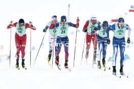 13.02.2024, Canmore, Canada (CAN): Michael Foettinger (AUT), Zak Ketterson (USA), Paal Golberg (NOR), Joni Maki (FIN), (l-r)  - FIS world cup cross-country, individual sprint, Canmore (CAN). www.nordicfocus.com. © Modica/NordicFocus. Every downloaded picture is fee-liable.