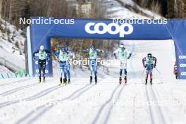 13.02.2024, Canmore, Canada (CAN): Lucas Chanavat (FRA), Niilo Moilanen (FIN), Calle Halfvarsson (SWE), James Clinton Schoonmaker (USA), (l-r)  - FIS world cup cross-country, individual sprint, Canmore (CAN). www.nordicfocus.com. © Modica/NordicFocus. Every downloaded picture is fee-liable.