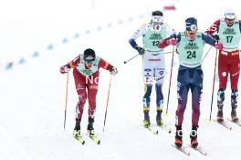 13.02.2024, Canmore, Canada (CAN): Michael Foettinger (AUT), Johan Haeggstroem (SWE), Paal Golberg (NOR), (l-r)  - FIS world cup cross-country, individual sprint, Canmore (CAN). www.nordicfocus.com. © Modica/NordicFocus. Every downloaded picture is fee-liable.