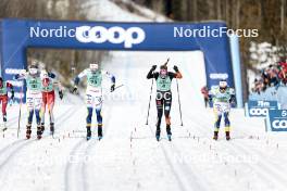 13.02.2024, Canmore, Canada (CAN): Emma Ribom (SWE), Maja Dahlqvist (SWE), Laura Gimmler (GER), Johanna Hagstroem (SWE), (l-r)  - FIS world cup cross-country, individual sprint, Canmore (CAN). www.nordicfocus.com. © Modica/NordicFocus. Every downloaded picture is fee-liable.