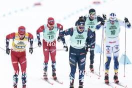 13.02.2024, Canmore, Canada (CAN): Harald Oestberg Amundsen (NOR), Jules Chappaz (FRA), Calle Halfvarsson (SWE), (l-r)  - FIS world cup cross-country, individual sprint, Canmore (CAN). www.nordicfocus.com. © Modica/NordicFocus. Every downloaded picture is fee-liable.