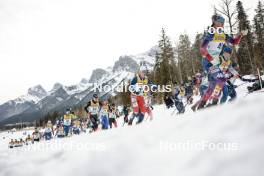 11.02.2024, Canmore, Canada (CAN): Reid Goble (USA), Miha Simenc (SLO), Florian Knopf (GER), Adam Fellner (CZE), Jules Chappaz (FRA), Luke Jager (USA), (l-r)  - FIS world cup cross-country, mass, Canmore (CAN). www.nordicfocus.com. © Modica/NordicFocus. Every downloaded picture is fee-liable.