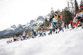 11.02.2024, Canmore, Canada (CAN): Reid Goble (USA), Miha Simenc (SLO), Hunter Wonders (USA), Will Koch (USA), Michael Earnhart (USA), (l-r)  - FIS world cup cross-country, mass, Canmore (CAN). www.nordicfocus.com. © Modica/NordicFocus. Every downloaded picture is fee-liable.