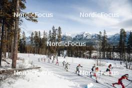 11.02.2024, Canmore, Canada (CAN): Katherine Sauerbrey (GER), Lisa Lohmann (GER), Laura Gimmler (GER), Delphine Claudel (FRA), Nadine Faehndrich (SUI), Katherine Stewart-Jones (CAN), (l-r)  - FIS world cup cross-country, mass, Canmore (CAN). www.nordicfocus.com. © Modica/NordicFocus. Every downloaded picture is fee-liable.