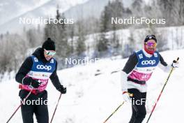 08.02.2024, Canmore, Canada (CAN): Lucas Chanavat (FRA), Renaud Jay (FRA), (l-r)  - FIS world cup cross-country, training, Canmore (CAN). www.nordicfocus.com. © Modica/NordicFocus. Every downloaded picture is fee-liable.