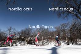 18.02.2024, Minneapolis, United States of America (USA): Cyril Faehndrich (SUI), Hugo Lapalus (FRA), Benjamin Moser (AUT), (l-r)  - FIS world cup cross-country, 10km, Minneapolis (USA). www.nordicfocus.com. © Modica/NordicFocus. Every downloaded picture is fee-liable.