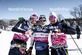 16.02.2024, Minneapolis, United States of America (USA): Jules Chappaz (FRA), Hugo Lapalus (FRA), Jules Lapierre (FRA), (l-r)  - FIS world cup cross-country, training, Minneapolis (USA). www.nordicfocus.com. © Modica/NordicFocus. Every downloaded picture is fee-liable.