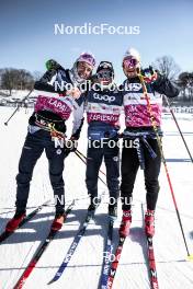 16.02.2024, Minneapolis, United States of America (USA): Jules Chappaz (FRA), Hugo Lapalus (FRA), Jules Lapierre (FRA), (l-r)  - FIS world cup cross-country, training, Minneapolis (USA). www.nordicfocus.com. © Modica/NordicFocus. Every downloaded picture is fee-liable.