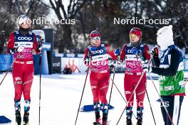 16.02.2024, Minneapolis, United States of America (USA): Lotta Udnes Weng (NOR), Tiril Udnes Weng (NOR), Kristine Stavaas Skistad (NOR), (l-r)  - FIS world cup cross-country, training, Minneapolis (USA). www.nordicfocus.com. © Modica/NordicFocus. Every downloaded picture is fee-liable.