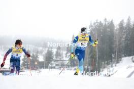 02.03.2024, Lahti, Finland (FIN): Michael Earnhart (USA), Nikita Gridin (KAZ), (l-r)  - FIS world cup cross-country, 20km, Lahti (FIN). www.nordicfocus.com. © Modica/NordicFocus. Every downloaded picture is fee-liable.