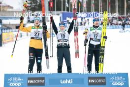 02.03.2024, Lahti, Finland (FIN): Victoria Carl (GER), Krista Parmakoski (FIN), Kerttu Niskanen (FIN), (l-r) - FIS world cup cross-country, 20km, Lahti (FIN). www.nordicfocus.com. © Modica/NordicFocus. Every downloaded picture is fee-liable.