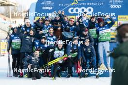 03.03.2024, Lahti, Finland (FIN): Lucas Chanavat (FRA) with his team - FIS world cup cross-country, individual sprint, Lahti (FIN). www.nordicfocus.com. © Modica/NordicFocus. Every downloaded picture is fee-liable.