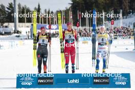 03.03.2024, Lahti, Finland (FIN): Coletta Rydzek (GER), Kristine Stavaas Skistad (NOR), Maja Dahlqvist (SWE), (l-r) - FIS world cup cross-country, individual sprint, Lahti (FIN). www.nordicfocus.com. © Modica/NordicFocus. Every downloaded picture is fee-liable.