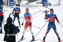 10.03.2024, Oslo, Norway (NOR): Beda Klee (SUI), Gus Schumacher (USA), (l-r)  - FIS world cup cross-country, mass men, Oslo (NOR). www.nordicfocus.com. © Modica/NordicFocus. Every downloaded picture is fee-liable.