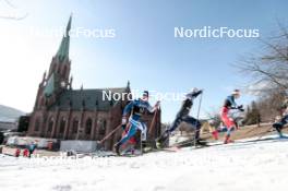 12.03.2024, Drammen, Norway (NOR): Lauri Vuorinen (FIN), Lucas Chanavat (FRA), Ludek Seller (CZE), (l-r)  - FIS world cup cross-country, individual sprint, Drammen (NOR). www.nordicfocus.com. © Modica/NordicFocus. Every downloaded picture is fee-liable.
