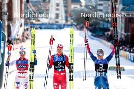 12.03.2024, Drammen, Norway (NOR): Linn Svahn (SWE), Kristine Stavaas Skistad (NOR), Rosie Brennan (USA), (l-r)  - FIS world cup cross-country, individual sprint, Drammen (NOR). www.nordicfocus.com. © Modica/NordicFocus. Every downloaded picture is fee-liable.