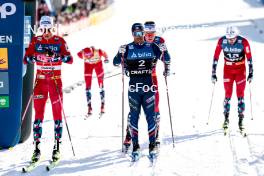 12.03.2024, Drammen, Norway (NOR): Johannes Hoesflot Klaebo (NOR), Richard Jouve (FRA), (l-r)  - FIS world cup cross-country, individual sprint, Drammen (NOR). www.nordicfocus.com. © Modica/NordicFocus. Every downloaded picture is fee-liable.