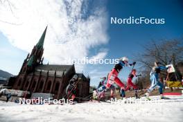 12.03.2024, Drammen, Norway (NOR): Victoria Carl (GER), Tereza Beranova (CZE), Kristine Stavaas Skistad (NOR), Jasmi Joensuu (FIN), (l-r)  - FIS world cup cross-country, individual sprint, Drammen (NOR). www.nordicfocus.com. © Modica/NordicFocus. Every downloaded picture is fee-liable.