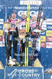 16.03.2024, Falun, Sweden (SWE): Johanna Matintalo (FIN), Kerttu Niskanen (FIN), Jonna Sundling (SWE), (l-r) - FIS world cup cross-country, 10km, Falun (SWE). www.nordicfocus.com. © Modica/NordicFocus. Every downloaded picture is fee-liable.