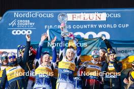 15.03.2024, Falun, Sweden (SWE): Linn Svahn (SWE), Moa Ilar (SWE), Jonna Sundling (SWE), Frida Karlsson (SWE), Emma Ribom (SWE), Maerta Rosenberg (SWE), Ebba Andersson (SWE), (l-r)  - FIS world cup cross-country, cups, Falun (SWE). www.nordicfocus.com. © Modica/NordicFocus. Every downloaded picture is fee-liable.