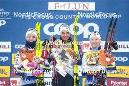 15.03.2024, Falun, Sweden (SWE): Linn Svahn (SWE), Kristine Stavaas Skistad (NOR), Jonna Sundling (SWE), (l-r) - FIS world cup cross-country, individual sprint, Falun (SWE). www.nordicfocus.com. © Modica/NordicFocus. Every downloaded picture is fee-liable.