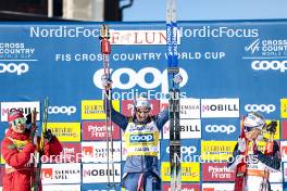 17.03.2024, Falun, Sweden (SWE): Heidi Weng (NOR), Jessie Diggins (USA), Anne Kjersti Kalvaa (NOR), (l-r) - FIS world cup cross-country, mass, Falun (SWE). www.nordicfocus.com. © Modica/NordicFocus. Every downloaded picture is fee-liable.