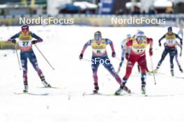 17.03.2024, Falun, Sweden (SWE): Novie Mccabe (USA), Rosie Brennan (USA), Astrid Oeyre Slind (NOR), (l-r)  - FIS world cup cross-country, mass, Falun (SWE). www.nordicfocus.com. © Modica/NordicFocus. Every downloaded picture is fee-liable.