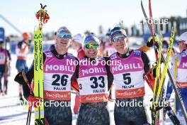 17.03.2024, Falun, Sweden (SWE): Florian Notz (GER), Lucas Boegl (GER), Friedrich Moch (GER), (l-r)  - FIS world cup cross-country, mass, Falun (SWE). www.nordicfocus.com. © Modica/NordicFocus. Every downloaded picture is fee-liable.