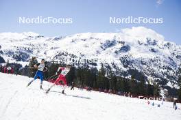 23.03.2024, Meribel, France (FRA): Quentin Lespine (FRA), Charly Deuffic (FRA), (l-r)  - French Championships cross-country, relay, Meribel (FRA). www.nordicfocus.com. © Thibaut/NordicFocus. Every downloaded picture is fee-liable.