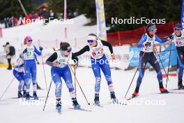 23.03.2024, Meribel, France (FRA): Lise Bezat (FRA), Emilie Godey (FRA), Milla Jonnard (FRA), Juliane Prigent (FRA), (l-r)  - French Championships cross-country, relay, Meribel (FRA). www.nordicfocus.com. © Thibaut/NordicFocus. Every downloaded picture is fee-liable.