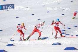 13.01.2024, Oberstdorf, Germany (GER): Franz-Josef Rehrl (AUT), Johannes Lamparter (AUT), Stefan Rettenegger (AUT), (l-r)  - FIS world cup nordic combined men, individual gundersen HS106/10km, Oberstdorf (GER). www.nordicfocus.com. © Volk/NordicFocus. Every downloaded picture is fee-liable.