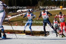 27.01.2024, Schonach, Germany (GER): Wille Karhumaa (FIN), Aaron Kostner (ITA), Florian Kolb (AUT), (l-r)  - FIS world cup nordic combined men, individual gundersen HS100/10km, Schonach (GER). www.nordicfocus.com. © Volk/NordicFocus. Every downloaded picture is fee-liable.