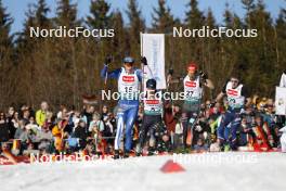 28.01.2024, Schonach, Germany (GER): Ilkka Herola (FIN), Ryota Yamamoto (JPN), Johannes Rydzek (GER), Laurent Muhlethaler (FRA), (l-r)  - FIS world cup nordic combined men, individual gundersen HS100/10km, Schonach (GER). www.nordicfocus.com. © Volk/NordicFocus. Every downloaded picture is fee-liable.