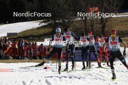 28.01.2024, Schonach, Germany (GER): Akito Watabe (JPN), Julian Schmid (GER), Johannes Rydzek (GER), (l-r)  - FIS world cup nordic combined men, individual gundersen HS100/10km, Schonach (GER). www.nordicfocus.com. © Volk/NordicFocus. Every downloaded picture is fee-liable.