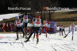28.01.2024, Schonach, Germany (GER): Akito Watabe (JPN), Samuel Costa (ITA), Johannes Rydzek (GER), (l-r)  - FIS world cup nordic combined men, individual gundersen HS100/10km, Schonach (GER). www.nordicfocus.com. © Volk/NordicFocus. Every downloaded picture is fee-liable.