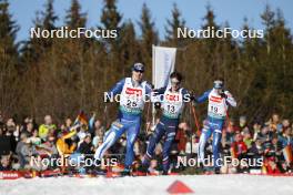 28.01.2024, Schonach, Germany (GER): Otto Niittykoski (FIN), Marco Heinis (FRA), Eero Hirvonen (FIN), (l-r)  - FIS world cup nordic combined men, individual gundersen HS100/10km, Schonach (GER). www.nordicfocus.com. © Volk/NordicFocus. Every downloaded picture is fee-liable.