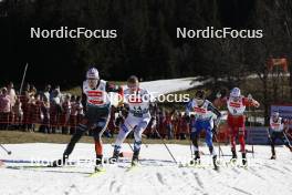 28.01.2024, Schonach, Germany (GER): Vinzenz Geiger (GER), Jens Luraas Oftebro (NOR), Kristjan Ilves (EST), (l-r)  - FIS world cup nordic combined men, individual gundersen HS100/10km, Schonach (GER). www.nordicfocus.com. © Volk/NordicFocus. Every downloaded picture is fee-liable.