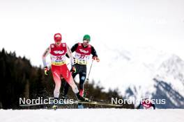 02.02.2024, Seefeld, Austria (AUT): Pascal Mueller (SUI), Wendelin Thannheimer (GER), (l-r)  - FIS world cup nordic combined men, individual gundersen HS109/7.5km, Seefeld (AUT). www.nordicfocus.com. © Modica/NordicFocus. Every downloaded picture is fee-liable.