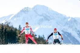 03.02.2024, Seefeld, Austria (AUT): Franz-Josef Rehrl (AUT), Terence Weber (GER), (l-r)  - FIS world cup nordic combined men, individual gundersen HS109/10km, Seefeld (AUT). www.nordicfocus.com. © Modica/NordicFocus. Every downloaded picture is fee-liable.