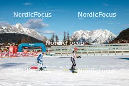 03.02.2024, Seefeld, Austria (AUT): Ilkka Herola (FIN), Johannes Rydzek (GER), (l-r)  - FIS world cup nordic combined men, individual gundersen HS109/10km, Seefeld (AUT). www.nordicfocus.com. © Modica/NordicFocus. Every downloaded picture is fee-liable.