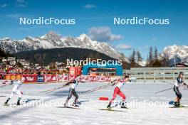 03.02.2024, Seefeld, Austria (AUT): Jens Luraas Oftebro (NOR), Manuel Faisst (GER), Lukas Greiderer (AUT), David Mach (GER), (l-r)  - FIS world cup nordic combined men, individual gundersen HS109/10km, Seefeld (AUT). www.nordicfocus.com. © Modica/NordicFocus. Every downloaded picture is fee-liable.