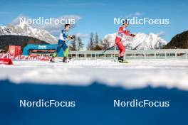 03.02.2024, Seefeld, Austria (AUT): Vid Vrhovnik (SLO), Niklas Malacinski (USA), (l-r)  - FIS world cup nordic combined men, individual gundersen HS109/10km, Seefeld (AUT). www.nordicfocus.com. © Modica/NordicFocus. Every downloaded picture is fee-liable.
