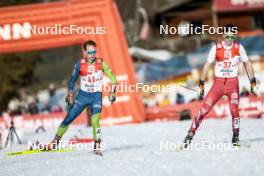04.02.2024, Seefeld, Austria (AUT): Vid Vrhovnik (SLO), Florian Kolb (AUT), (l-r)  - FIS world cup nordic combined men, individual gundersen HS109/12.5km, Seefeld (AUT). www.nordicfocus.com. © Modica/NordicFocus. Every downloaded picture is fee-liable.