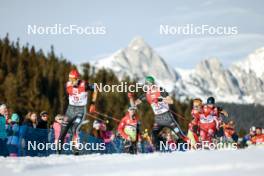 04.02.2024, Seefeld, Austria (AUT): Terence Weber (GER), Wendelin Thannheimer (GER), Franz-Josef Rehrl (AUT), (l-r)  - FIS world cup nordic combined men, individual gundersen HS109/12.5km, Seefeld (AUT). www.nordicfocus.com. © Modica/NordicFocus. Every downloaded picture is fee-liable.