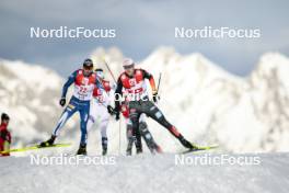 04.02.2024, Seefeld, Austria (AUT): Ilkka Herola (FIN), Vinzenz Geiger (GER), (l-r)  - FIS world cup nordic combined men, individual gundersen HS109/12.5km, Seefeld (AUT). www.nordicfocus.com. © Modica/NordicFocus. Every downloaded picture is fee-liable.