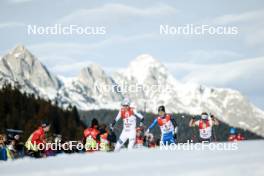 04.02.2024, Seefeld, Austria (AUT): Joergen Graabak (NOR), Kristjan Ilves (EST), Manuel Faisst (GERR), (l-r)  - FIS world cup nordic combined men, individual gundersen HS109/12.5km, Seefeld (AUT). www.nordicfocus.com. © Modica/NordicFocus. Every downloaded picture is fee-liable.